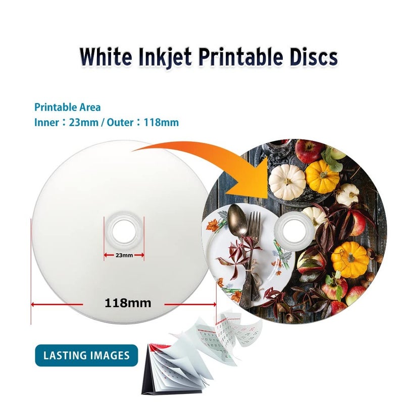 PlexDisc Water Resistant Glossy White Inkjet Printable DVD-R 16x 4.7GB, 50 Disc Spindle - Image 2
